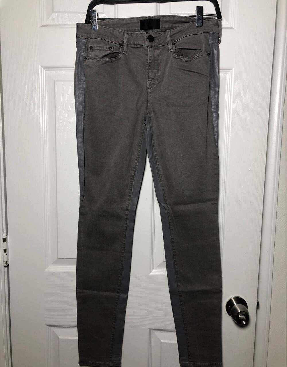 Vince Skinny Jeans Womens Size 28 Side Stripes Tuxedo Dylan Mid Rise Gray
